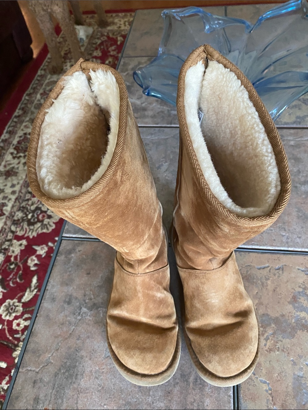 UGG Women's Tall Fleece-Lined Suede Boots - chestnut